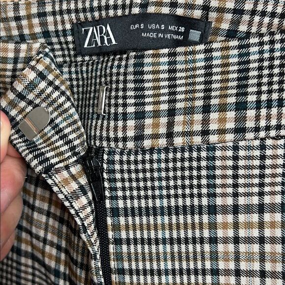 Zara Women’s Size Small Houndstooth Plaid Print Straight Leg Trouser Pants NWOT - Picture 3 of 7